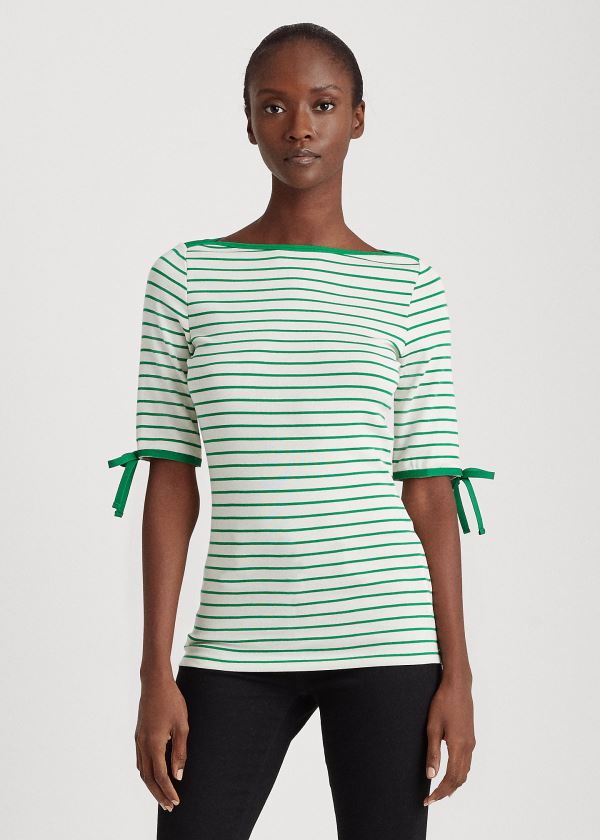 Women's Ralph Lauren Striped Cotton-Blend Tops | 175043HES